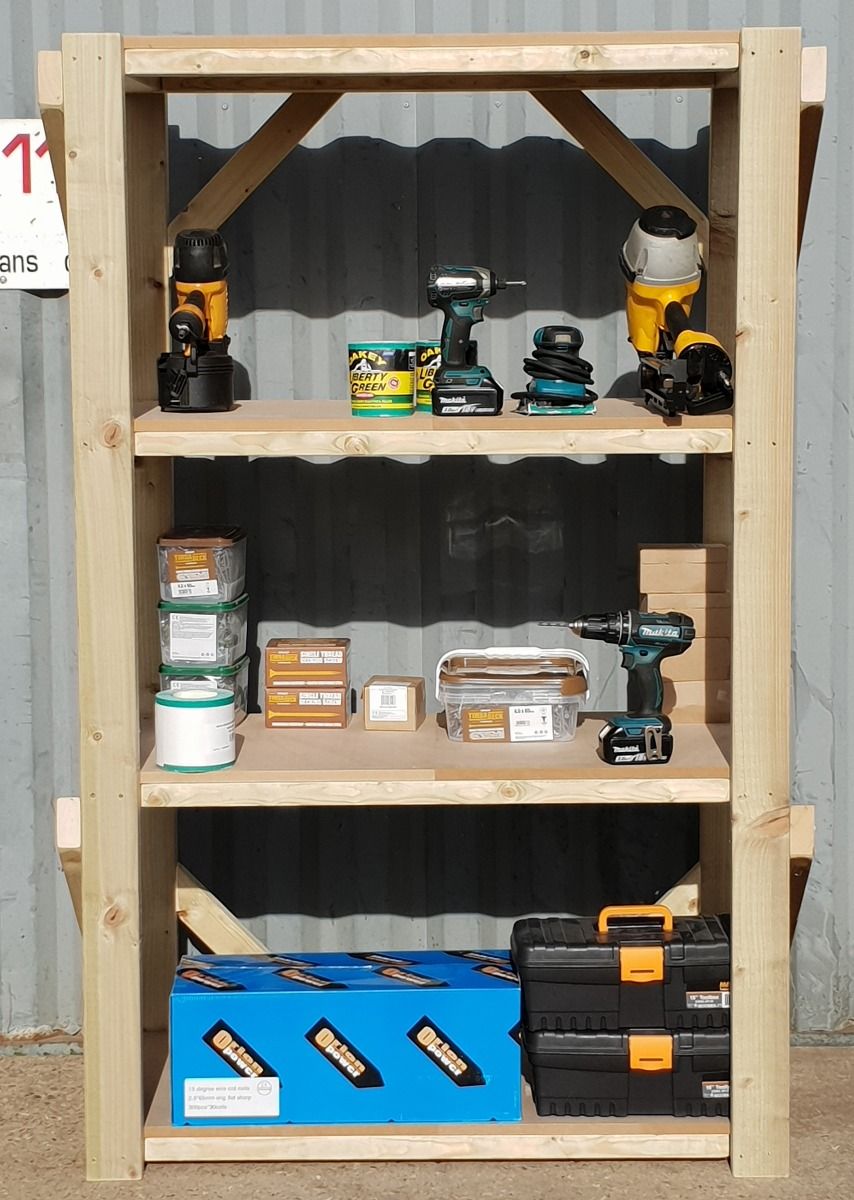 Mdf Racking Wooden MDF Garage Shelving Unit, 4 Tier EXTRA Heavy-Duty Racking ...