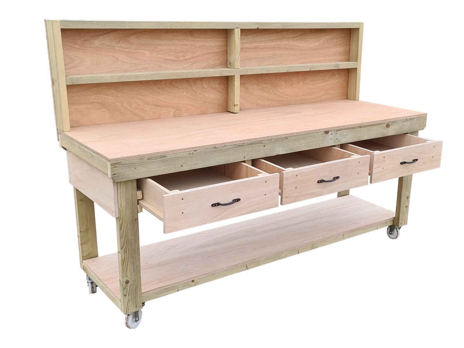 Customizable Heavy-Duty Wooden Workbench with Drawers | Easy Assembly ...