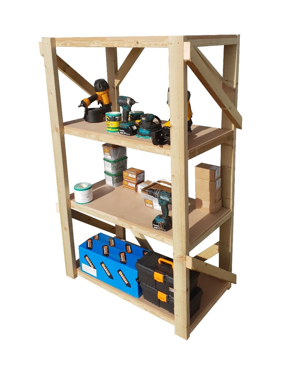 Mdf Racking Wooden MDF Garage Shelving Unit, 4 Tier EXTRA Heavy-Duty Racking ...