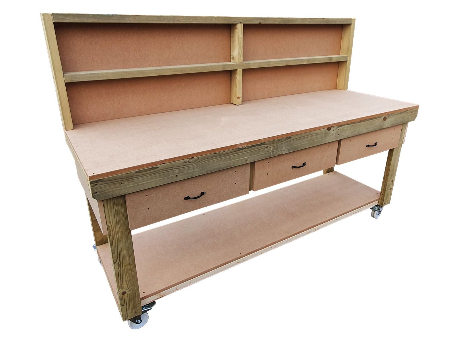 Customizable Heavy-Duty Wooden Workbench with Drawers | Easy Assembly ...