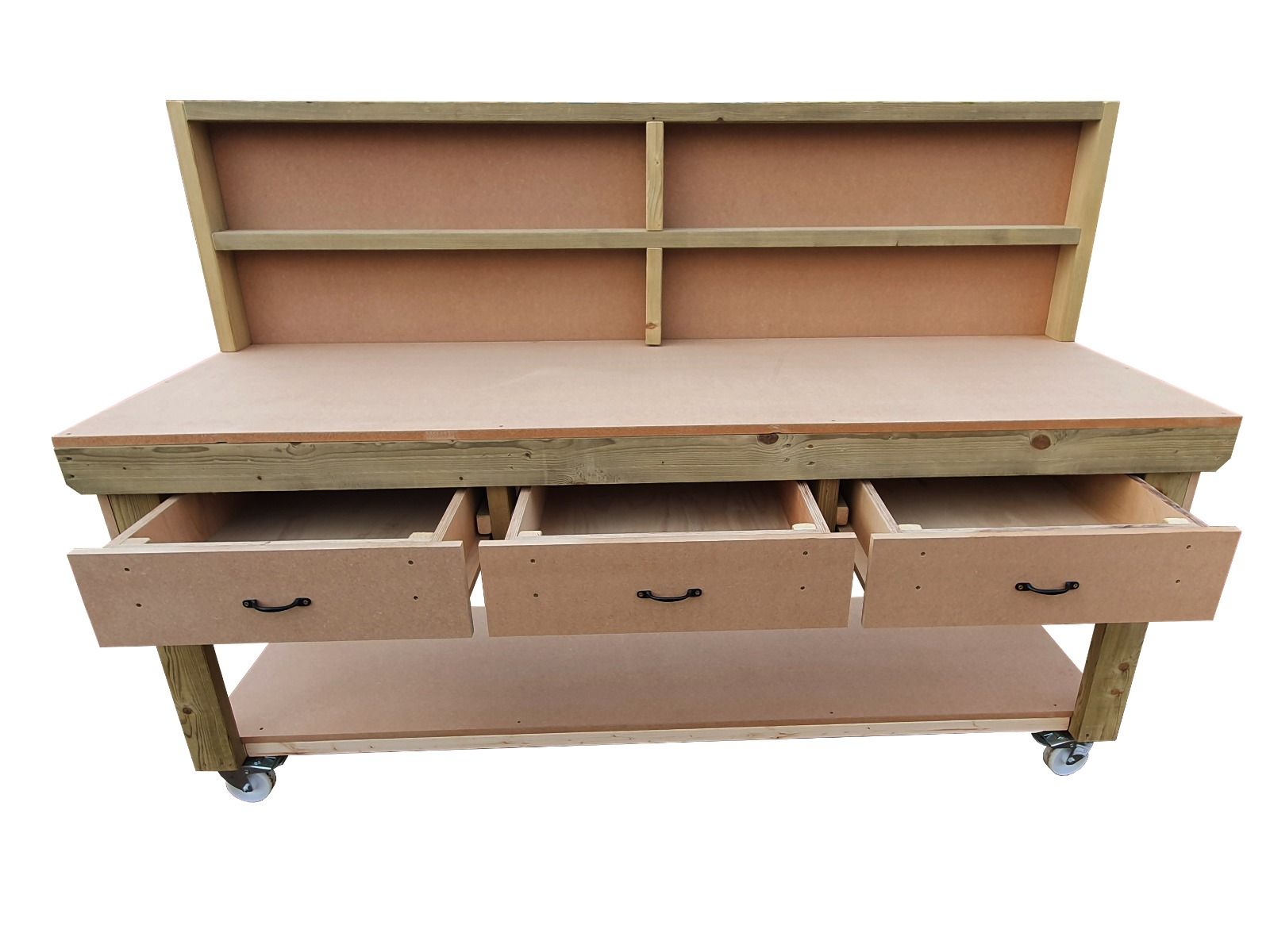 Customizable Heavy-Duty Wooden Workbench with Drawers | Easy Assembly ...