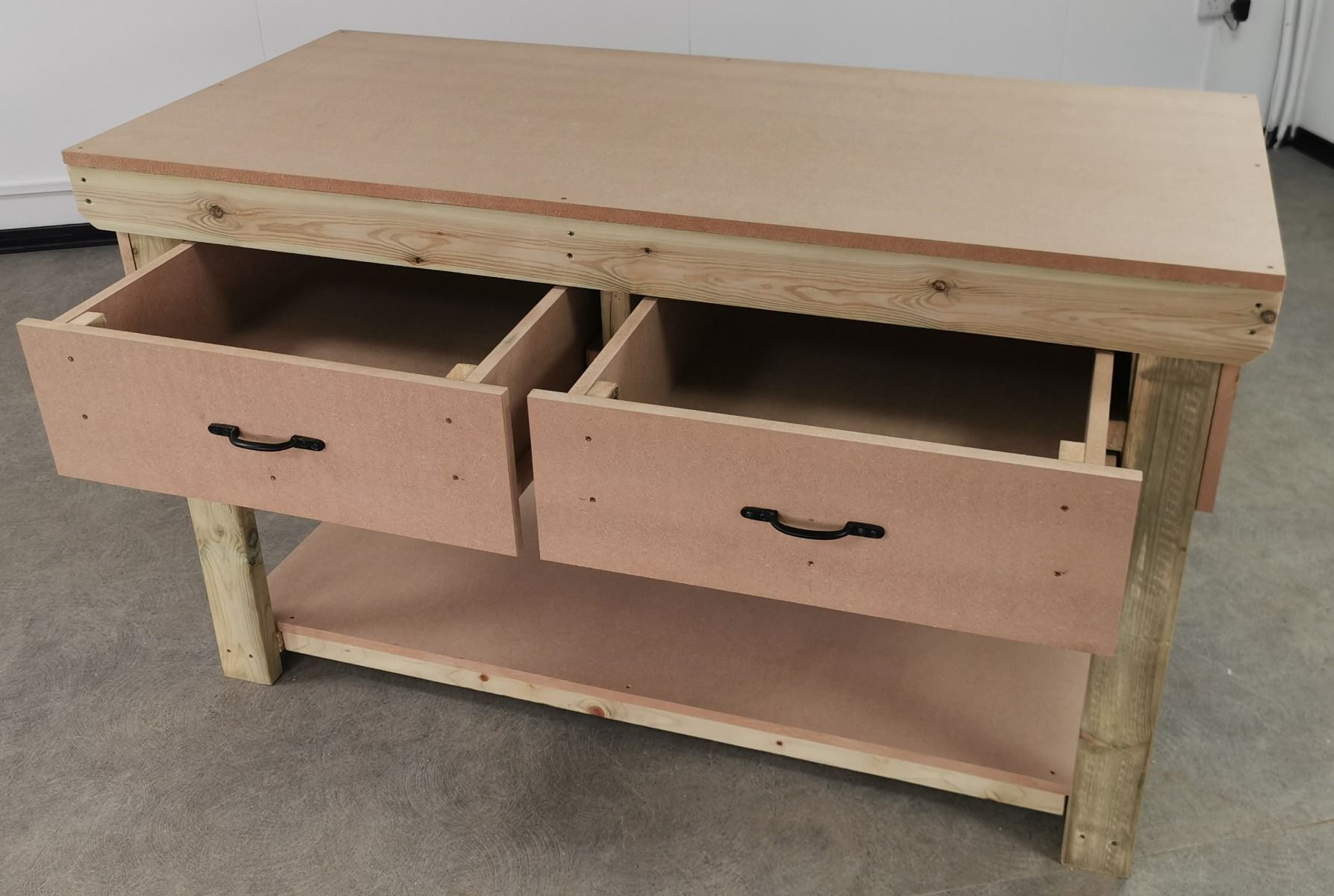 Customizable Heavy-Duty Wooden Workbench with Drawers | Easy Assembly ...