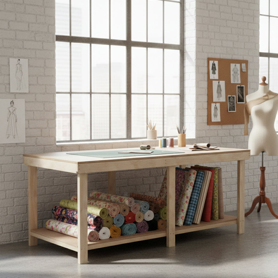 Textile Mdf Wooden Workbench MDF Top Depth-4ft – Workbench Direct