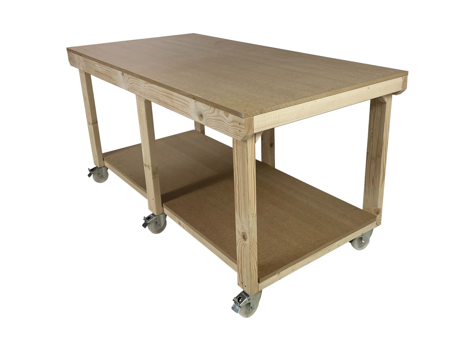 Mdf Depths Wooden Workbench MDF Top Depth-3ft With Wheels – Workbench Direct